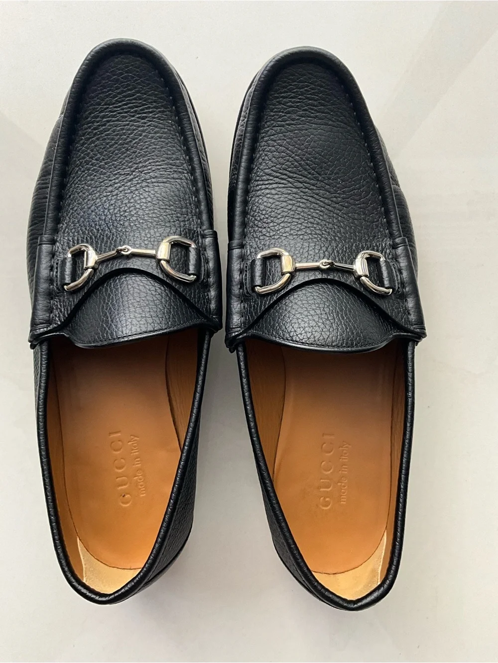 Gucci Black Leather Horsebit Slip-On Loafers